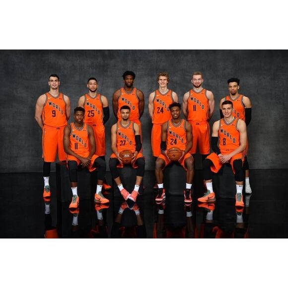 NBA 2018 Rising Stars Team World Player Issued Nike Shorts Sz 48 +2 3XL - Picture 11 of 16